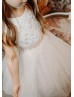 Ivory Lace Tulle Handkerchief Hem Flower Girl Dress